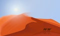 Desert dunes landscape background with camels walking in the desert . Simple flat minimalism illustration. Royalty Free Stock Photo