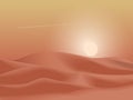 Sunset desert dunes landscape background. Simple flat minimalism vector illustration. Royalty Free Stock Photo