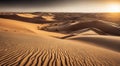 sunset in the desert, panoramic desert scene, sand in the desert, landscape in the desert Royalty Free Stock Photo