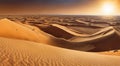 sunset in the desert, panoramic desert scene, sand in the desert, landscape in the desert Royalty Free Stock Photo