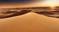 sunset in the desert, panoramic desert scene, sand in the desert, landscape in the desert Royalty Free Stock Photo