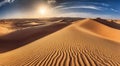 sunset in the desert, panoramic desert scene, sand in the desert, landscape in the desert Royalty Free Stock Photo