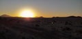 Sunset in desert with volcans Royalty Free Stock Photo