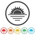 Sunset design ring icon, color set Royalty Free Stock Photo