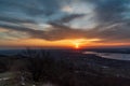 Sunset from Devin hill in Palava mountains in Czech republic