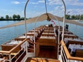 Sunset dinner on board of historic steamer on Lake of Constance, Vorarlberg, Austria.