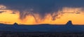 Sunset with distant rock formations in Canyonlands National Park Royalty Free Stock Photo