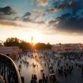 Sunset at Djemaa El-Fna and Koutoubia