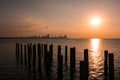 Sunset at Djittabhawan Temple tourist attraction at Pattaya of T