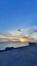 sunset at the dock, beautiful view from indonesia