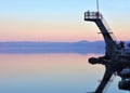 Landscape of an Italian lake at sunset