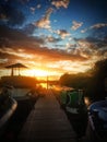 Sunset dock river Royalty Free Stock Photo