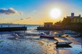 Sunset with docks and sea