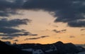 Sunset in the dolomite Alps, from Selva Gardena down to Val Gardena