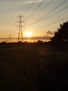 Sunset down in the farmers field near river soar Hathern