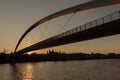 Sunset in downtown Maastricht seen from the riverside Maas Royalty Free Stock Photo