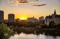 Sunset Downtown Saskatoon Royalty Free Stock Photo