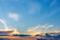 Sunset dramatic blue sky orange clouds background Royalty Free Stock Photo