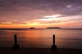 Sunset with dramatic clouds on the tropical beach