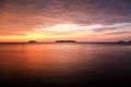 Sunset with dramatic clouds on the tropical beach Royalty Free Stock Photo