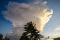 Sunset and dramatic set of clouds drifting over the tropical waters. The Moments before a thunder storm, Miami, USA