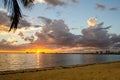 Sunset and dramatic set of clouds drifting over the tropical waters. The Moments before a thunder storm, Miami, USA