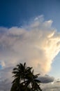 Sunset and dramatic set of clouds drifting over the tropical waters. The Moments before a thunder storm, Miami, USA