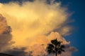 Sunset and dramatic set of clouds drifting over the tropical waters. The Moments before a thunder storm, Miami, USA
