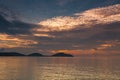Sunset with dramatic sky ,clouds over mountain and andaman sea a Royalty Free Stock Photo