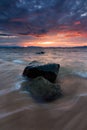 Sunset with dramatic waves in Sabah, East Malaysia