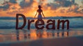 Sunset Dream concept creative horizontal art poster. Royalty Free Stock Photo