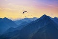 Sunset dream flight in the mountains Royalty Free Stock Photo