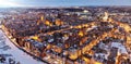 After sunset drone view of a city Gdansk Poland Royalty Free Stock Photo