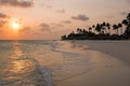 Sunset on Druif beach on Aruba in the Caribbean Sea Royalty Free Stock Photo