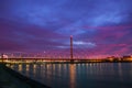 Sunset in Duesseldorf at the river rhine