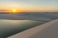 Sunset at the dunes and Lake - Santo Amaro, LenÃÂ§ois Maranhenses, MaranhÃÂ£o, Brazil.