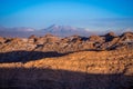 Sunset in the dunes in Moon Valley at San Pedro de Atacama, Atacama Desert Royalty Free Stock Photo