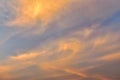 sunset and dusk and orange sky with beautiful cloud  in the evening and colorful sunlight  with selective focus on Royalty Free Stock Photo