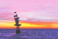 Sunset on the Dutch Pirate Ship Royalty Free Stock Photo