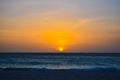 Sunset at Eagle Beach on Aruba island in the Caribbean, stunning colours on a blue water