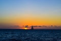 Sunset at Eagle Beach on Aruba island in the Caribbean, stunning colours on a blue water