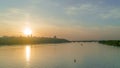 Sunset in early May, the Dnieper River in the city of Kiev Royalty Free Stock Photo