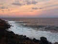 Sunset on East Coast of Kauai Island, Hawaii. Royalty Free Stock Photo