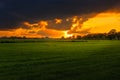 Sunset in Eastfrisia near Aurich Oldendorf Royalty Free Stock Photo