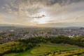 Sunset in Edinburgh from Arthur's seat Royalty Free Stock Photo