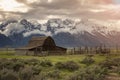 Sunset Effects over Famous old barn house in Grand Tetons National Park Royalty Free Stock Photo