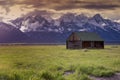 Sunset Effects over Famous old barn house in Grand Tetons National Park Royalty Free Stock Photo