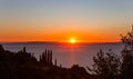Sunset on the egean sea, Peloponnese, Greece Royalty Free Stock Photo