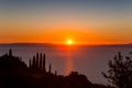 Sunset on the egean sea, Peloponnese, Greece Royalty Free Stock Photo