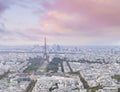 Sunset Eiffel tower and Paris city view form Montparnasse. Sunset romantic background. Eiffel Tower from Champ de Mars Royalty Free Stock Photo